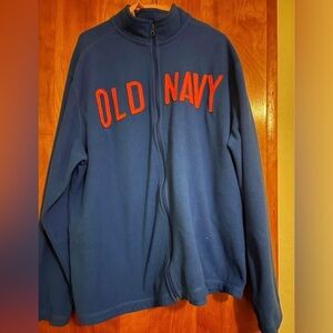 Old Navy Navy Blue Full-Zip Sweatshirt with Orange Lettering